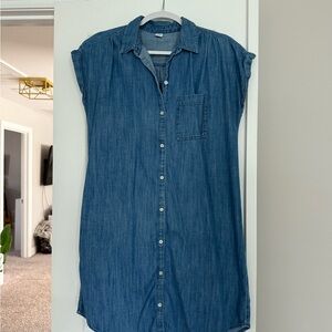 Old Navy Blue Buttoned Mini Dress Sleeveless Casual